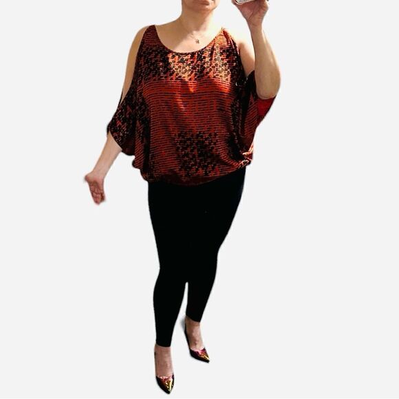 Current Affair half sleeve top in Orange Silk Multiple colors - Picture 1 of 14